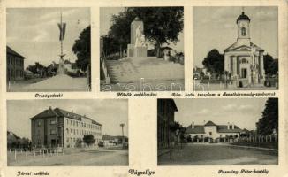 Vágsellye Pázmány castle, County hall, national flag, heroes memorial