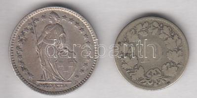 Svájc 1850BB 10R Bi T:3- + 1909B 1Fr Ag T:2- Switzerland 1850BB 10 Rappen Bi C:VG + 1909. 1 Franc Ag C:VF