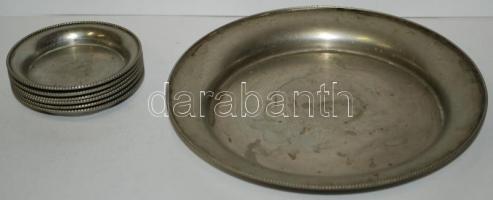 Alpakka kör alakú kínáló d:18 cm, hat kis aljjal d:8 cm