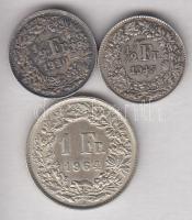 Svájc 1920B 1/2Fr Ag + 1943B 1/2Fr Ag + 1964B 1Fr Ag T:2,2-
Switzerland 1920B 1/2 Franc Ag + 1943B 1...