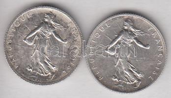 Franciaország 1898. 1Fr Ag + 1918. 1Fr Ag T:2,2- France 1898. 1 Franc Ag + 1918. 1 Francs Ag C:XF,VF