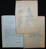 1935 A Balatonábrahámi templomépítésre vonatkozó levelezések, tervrajzok, okmányok. Kb 40 db irat
