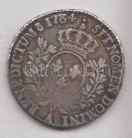 Franciaország 1784. 1/2E (43S) Ag "XVI. Lajos" (14.33g) előlapon a fejen "B+D" b...