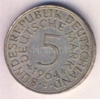 NSZK 1964J 5M Ag T:3 GFR 1964J 5 Mark Ag C:F
