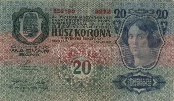 1913. 20K + 1920. "Egy Rongy Korona" T:III