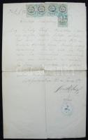 1875 Okmány 5kr + 4 x 12kr okmánybélyeggel