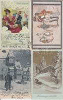 19 db régi üdvözlő és művész motívum képeslap az 1900-1910-es évekből / 19 old greeting and art postcards from 1900-1910