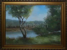 Szőke jelzéssel: Folyópart, pasztell, papír, keretben 49×59 cm kerettel