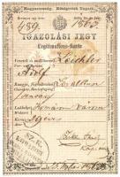 1863 Igazolási jegy ló-alkus (sensár) részére
