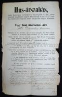 1862 Hús-árszabási hirdetmény Esztergom vármegyére 22x40 cm