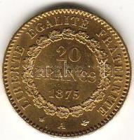 Franciaország 1879. "Allegória" 20Fr arany 6,4516g T:2