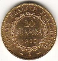Franciaország 1893. "Allegória" 20Fr arany 6,4516g T:2