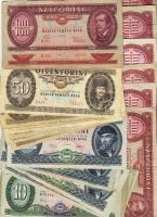 1949-1993. Forint tétel jobbakkal 10Ft (8x), 20Ft (6x), 50Ft (9x), 100Ft (8x), 31db T:II,III,IV
