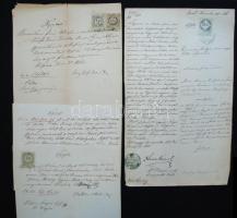 1857-1900 10 db régi okmány illetékbélyegekkel, közte vegyes felhasználás