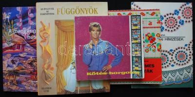 11 db szövéssel, gobelinekkel, hímzéssel kapcsolatos könyv, szakkönyv