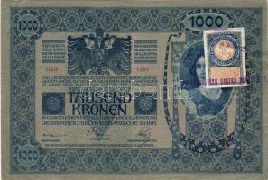 1902. 1000K Jugoszláv ellenbélyeggel lila bélyegzéssel + hátoldali bélyegző T:II R!