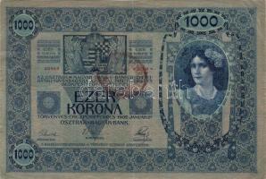 1902. 1000K Jugoszláv ellenbélyeggel lila bélyegzéssel + hátoldali bélyegző T:II R!