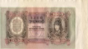 1943. 1000P bal felső sarok ívszéli példány "illesztőkereszt"-tel (nyomdai jelzés) T:I RR!!