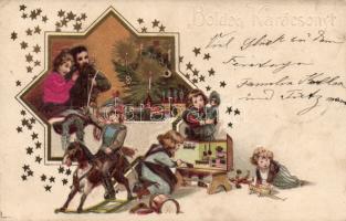 Christmas litho, silk card, Emb. (EK)