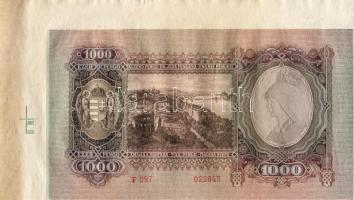 1943. 1000P bal felső sarok ívszéli példány "illesztőkereszt"-tel (nyomdai jelzés) T:I RR!...