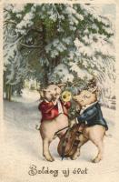 New Year, musician pig (EB)