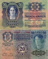 1913. 20K T:II+ egyszer hajtva + 20K II. kiadás T:II+ egyszer hajtva