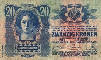 1913. 20K piros "Magyarország" fny-sal T:II+ egyszer hajtva