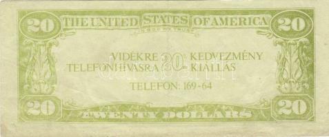 1930-as évek "Hoffmann taxi" 20$ imitáció reklámpénz T:II