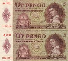 1939. 5P (2x) egymás utáni sorszámokkal T:I,II