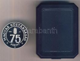 1999. 75Ft Ag "75 éves az MNB" T:PP Csak 4500db! Dísztokban tanúsítvánnyal
