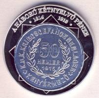 DN "A magyar nemzet pénzérméi - A háború kétnyelvű pénze 1914-1918." Ag (0,999) emlékérem (10,37g) T:PP