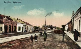 Párkány Rákóczi street with factory and the shop of Aladár Drozdy