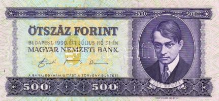 1990. 500Ft festékcsíkkal! T:I- Csak egyszer hajtva, nem törve!
