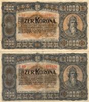 1923. 1000K 2db, az egyik "M.P.Ny." nyomdajelzéssel T:II