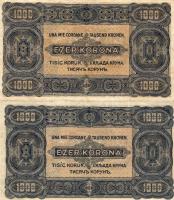 1923. 1000K 2db, az egyik "M.P.Ny." nyomdajelzéssel T:II