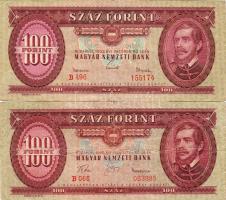 1960-62. 100Ft 2 klf darab T:II,II/III
