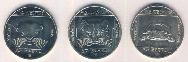 1985. 100Ft 3klf db "Természetvédelem - vadmacska, mocsári teknős, vidra" sor T:BU