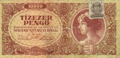 1945. 10.000P tévnyomatos bélyeggel T:III