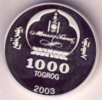 Mongólia 2003. 1000T Ag(0.999) "Ázsia történelme-Attila a hunok királya" T:PP Tanúsítvánnyal! Mongolia 2003. 1000 Togrog Ag "History of Asia-Attila the Hun" C:PP with certificate
