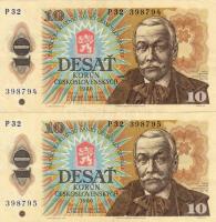 Csehszlovákia 1986. 10K 2db egymást követő sorszámmal T:I- Csak egyszer hajtva, törés nélkül!