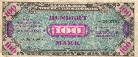 D.Reich 1945. Nemzetközi megszállás szovjet nyomat 100M "-" jelzéssel 8db-os sorozatszámmal T:II