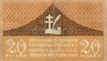 Budapest 1919. Központi Sajtóvállalat R.T. 20f T:III