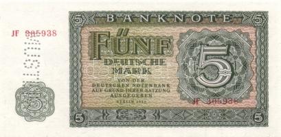 NDK 1955. 5M "JF" "MUSTER" perforációval T:I
GDR 1955. 5 Mark "JF" &qu...