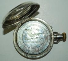 cca 1900 Duplafedelű, 15 köves svájci ezüst (Ag) zsebóra porcelán számlappal, másodpercmutatóval, a ...