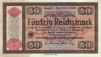 Német 3.Birodalom 1933. 50RM "ENTWERTET" perforációval T:I-/II German Third Reich 1933. 50 Reichsmark "ENTWERTET" perforation C:AU/XF Rosenberg 712.E1)