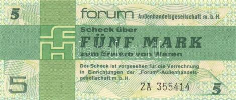 NDK/Forum Aussenhandelgesellschaft 1979. 5M &quot;ZA&quot; T:I GDR/Foreign Exchange Certificates 1979. 5 Mark &quot;ZA&quot; C:Unc