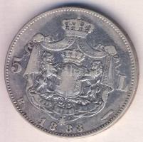 Románia 1883B 5L Ag "I. Károly" T:2-/3 Romania 1883B 5 Lei Ag "Carol I" C:VF/F