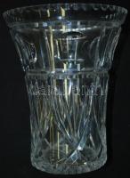 Csiszolt, metszett üveg váza, hibátlan, m:20 cm, d: 16 cm