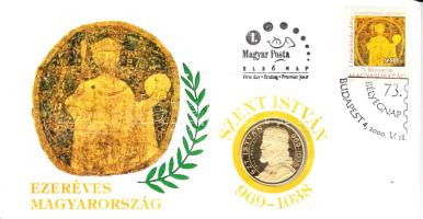 2000. "Ezeréves Magyarország-Szt.István" emlékérem érmés borítékon, első napi bélyegzővel T:PP Csak 600db! R!