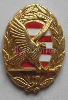 Aranyozott jelvény tűzzománc Árpád-sávos középrésszel és kardon szétterjesztett szárnyú turullal T:2